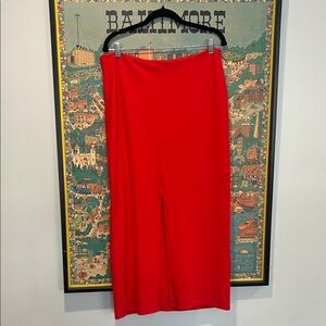 Free People Vibrant Red Straight Skirt
